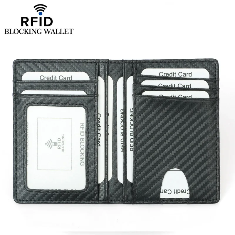  Трендовый мужской бумажник из углеродного волокна тонкий и RFID-бумажник с передним карманом портативный