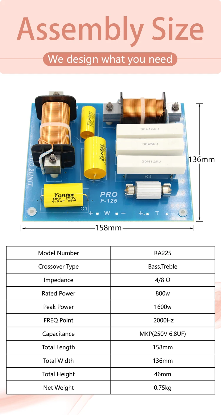 2000 Watts Speaker 2 Way Crossover