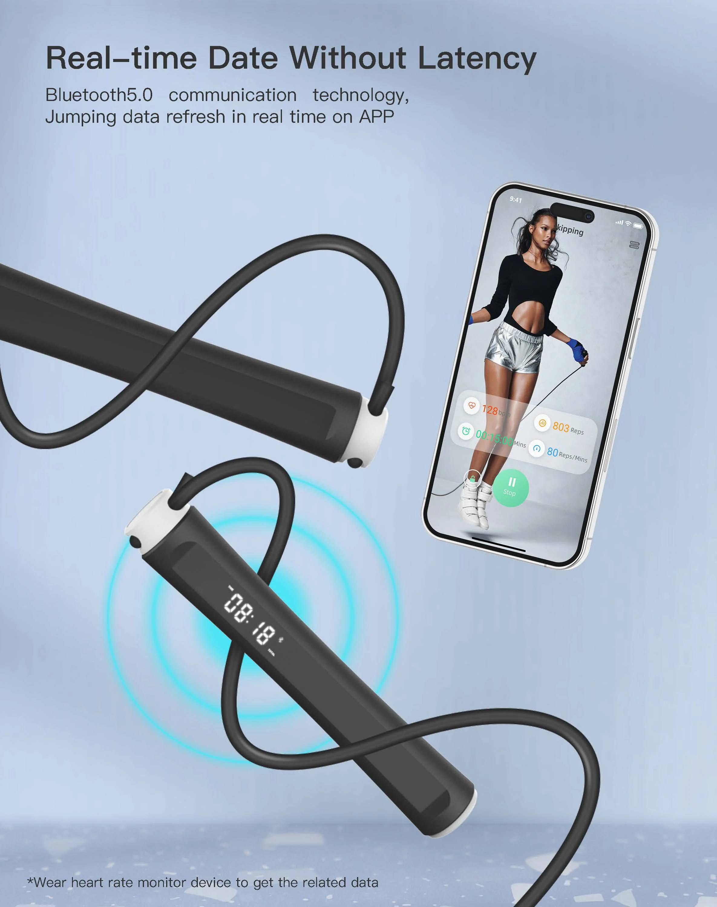 Chileaf JR205 New Product Smart Jump Rope With App Digital BLE Intelligent Rope for Team trianining