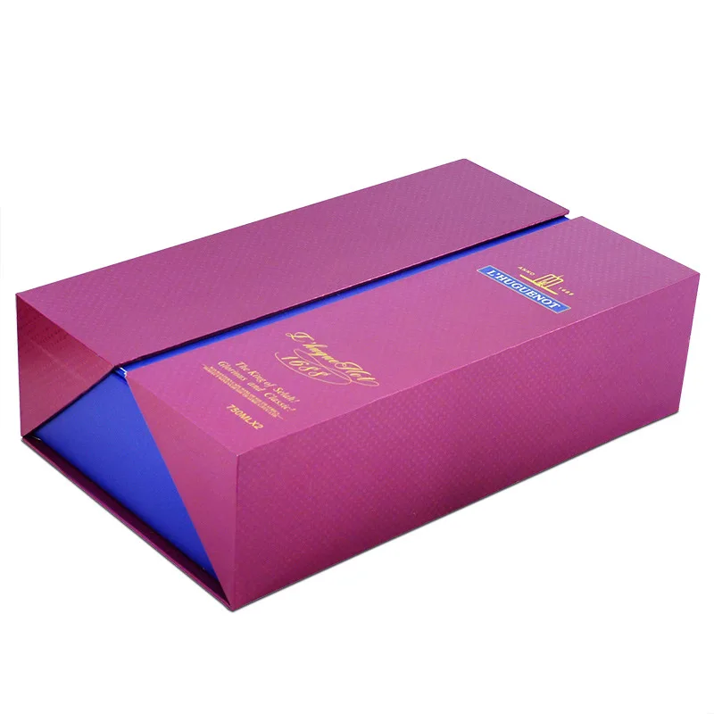 Reusable Flat Delivery Custom Collapsible Gift Box For Gin Drink And Wine Glass Boxes Foldable Magnetic Wine Gift Box