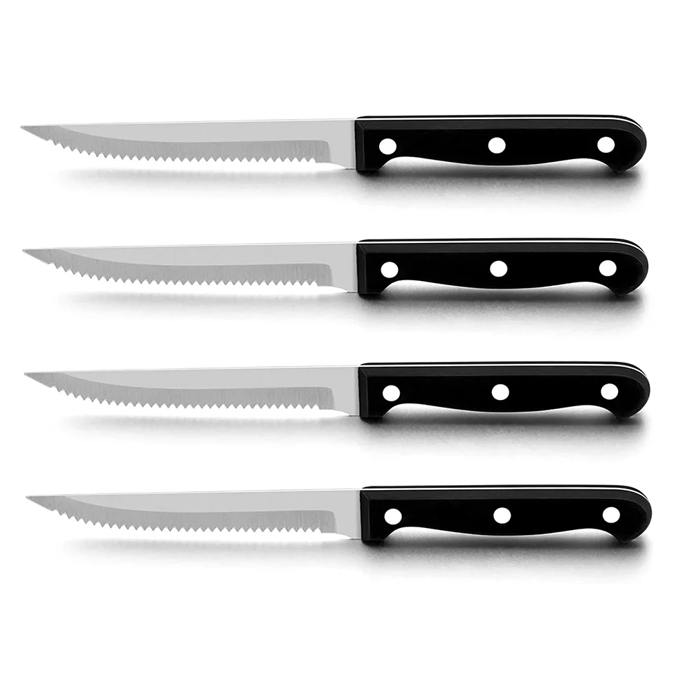 Low price kitchen innovative product Stainless Steel Sharp Blade Restaurant Serrated Flatware Steak Knife Set With ABS Handle