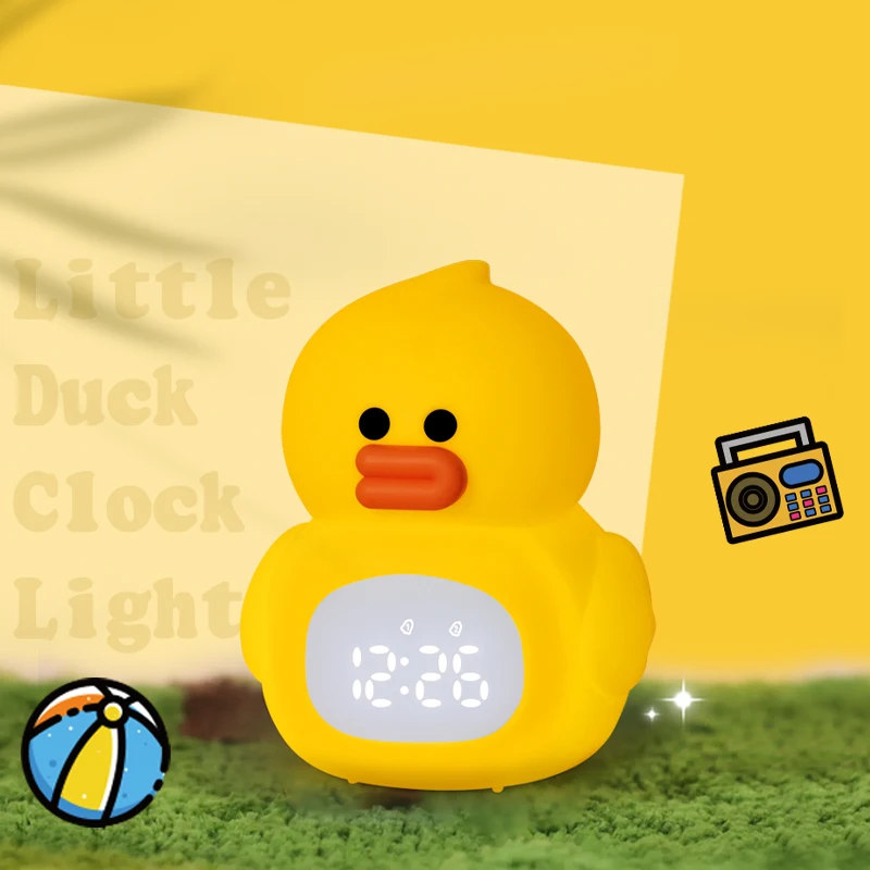 Fanncy Cartoon Duck Kids Alarm Clock Night Light Students Cute Kawaii Alarm Clock For Children