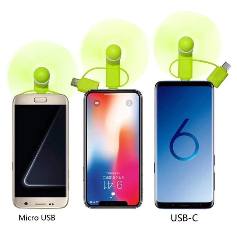 2019 new 3 IN 1 Travel Portable Cell Phone Mini Fan Cooling Cooler For Micro USB C For iPhone for android