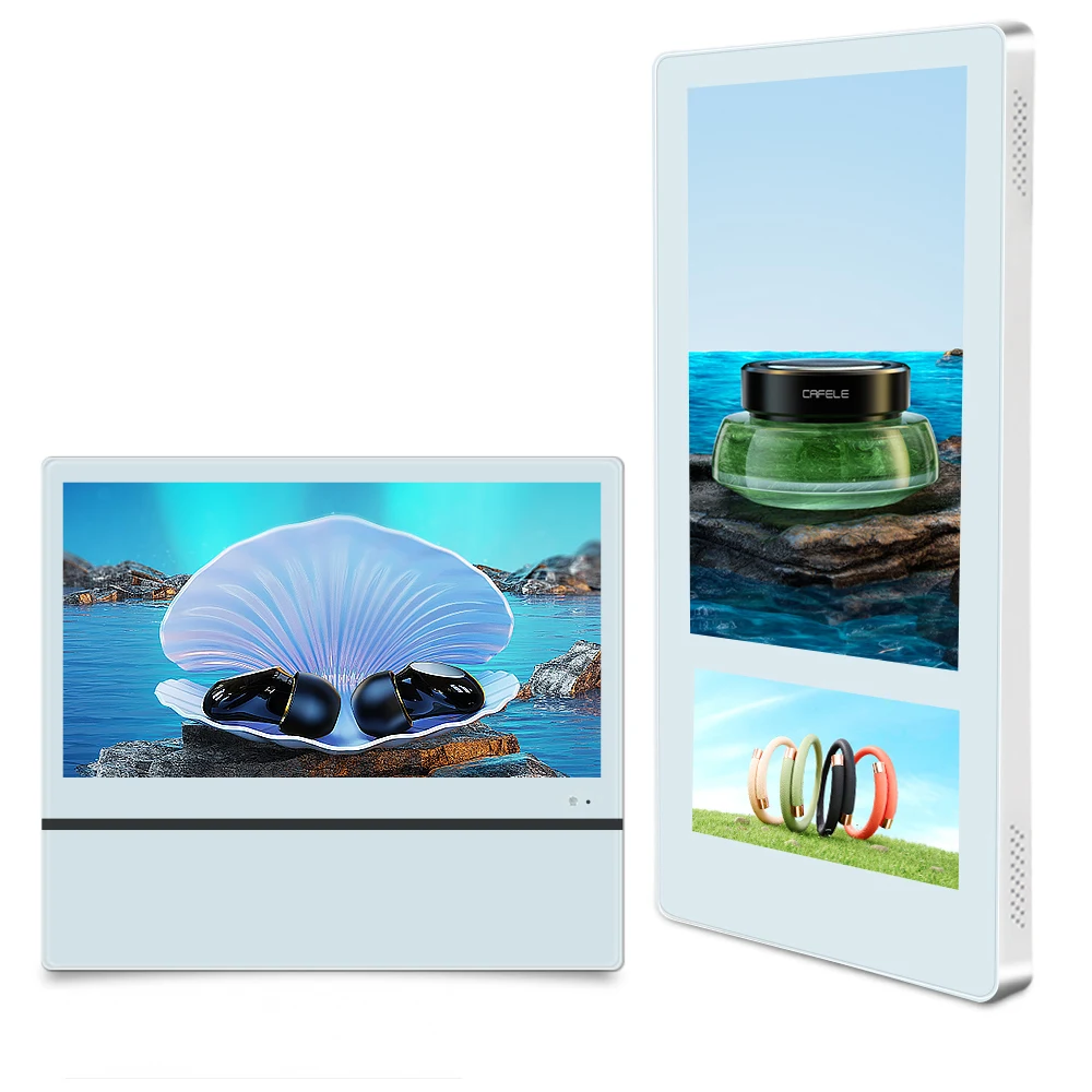 Guangzhou21.5-inch IPS LCD FHD full-view wall double screen advertising screen digital signage LCD elevator digital billboard