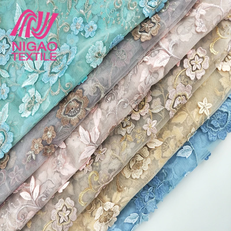 Новый дизайн, 3d цветочное кружево, тюль, вышитая ткань для платья