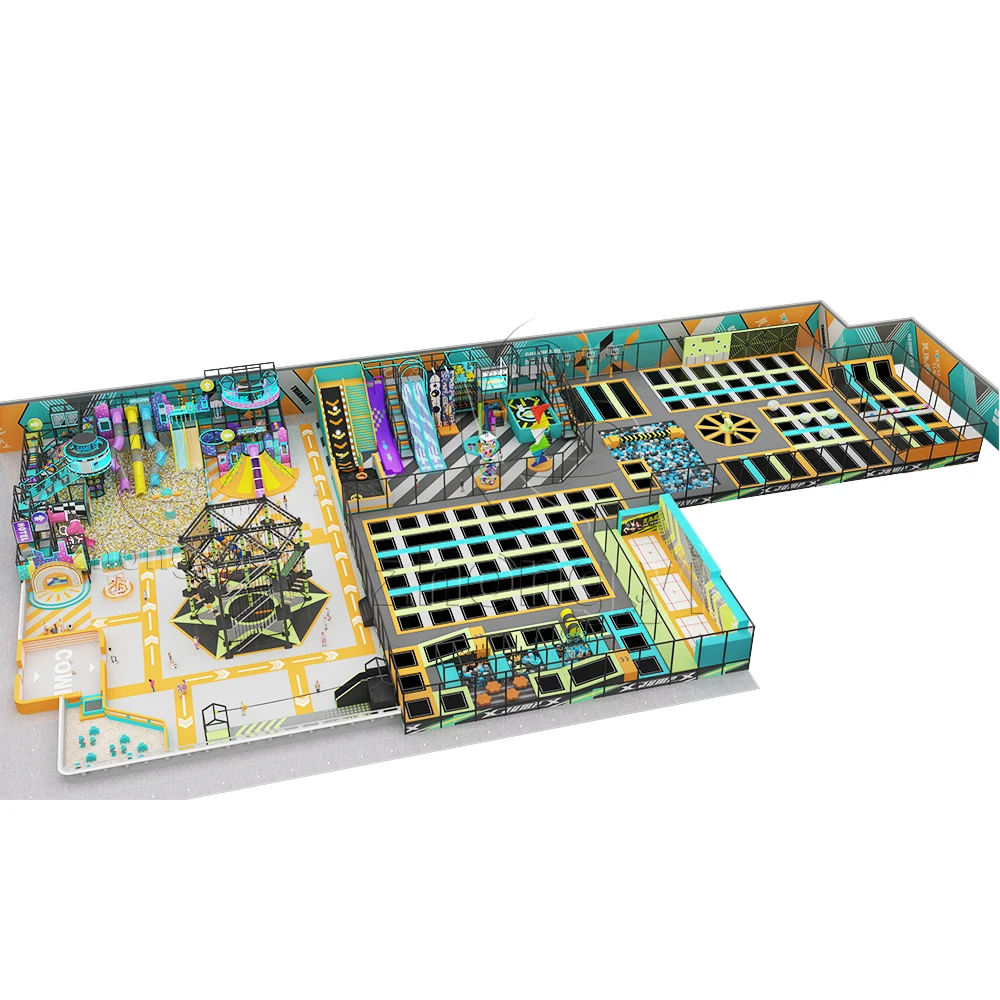 China custom commercial big indoor jump park playground trampoline park with ninja warrior course