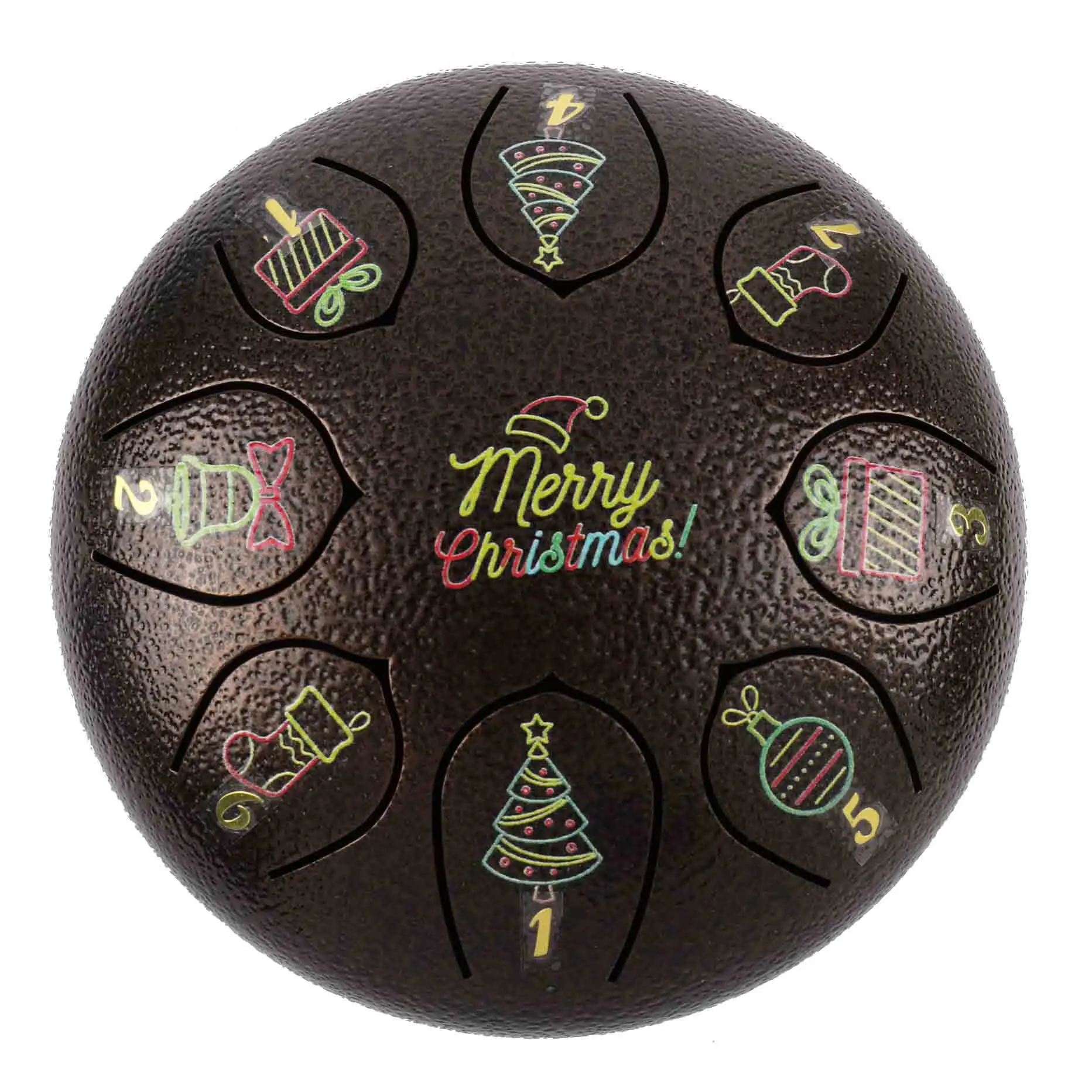 Christmas style made in China high cost performance brown 6 inches 8 tongues Tank Handpan hunk drum  Steel tongue drum