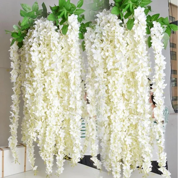 Wholesale Bulk Artificial Garland Wedding Flower Faux Hanging plant foliage Wisteria Flowers Vines