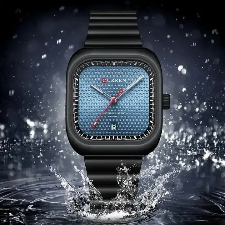 Мужские водонепроницаемые кварцевые 8460 с квадратным циферблатом