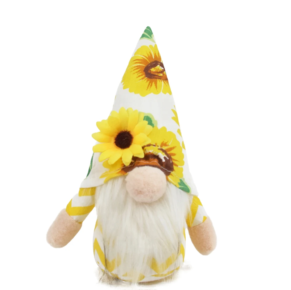 6 Inch Handmade Summer Tropical Holiday Sunflower Flower Gnomos Gonk Tiered Tray Decor Small Yellow Plush Gnomes