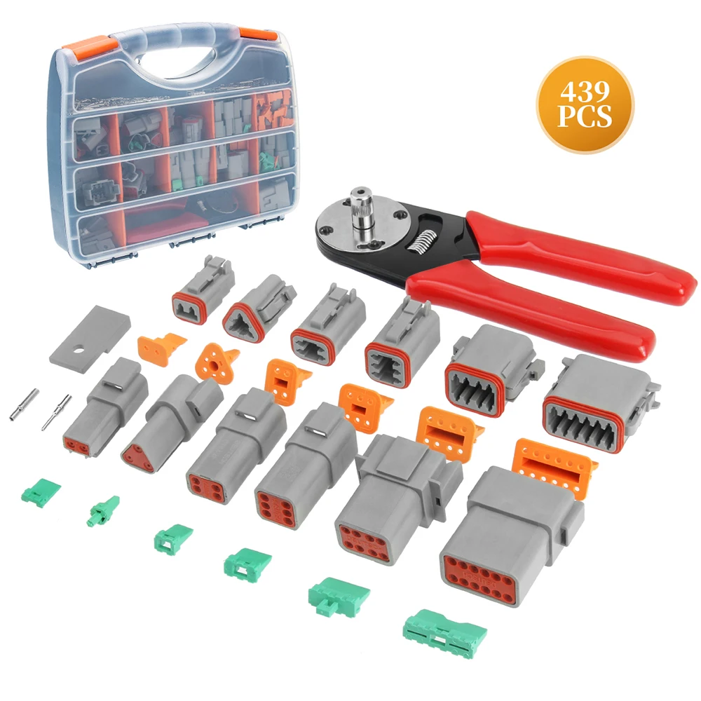 439pcs DT Waterproof Wire Connector Kit Automotive Car Electrical Wire Connector Sealed Plug with Crimp Tool Box