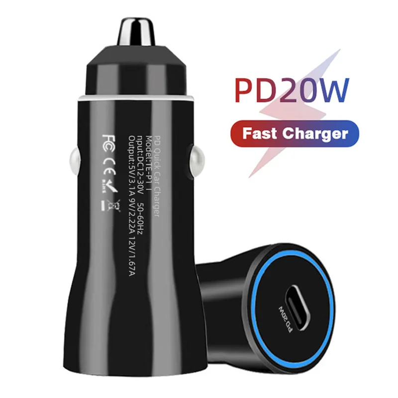 3.1A PD 20W Mobile Phone Charger Fast Charging Type C PD Car Charger