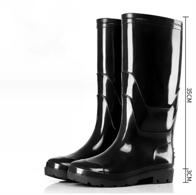 Four Seasons Anti slip Waterproof Shoes Rain Boots High Tube Rubber Shoes with Velvet Cotton Acid and Alkali Resistance