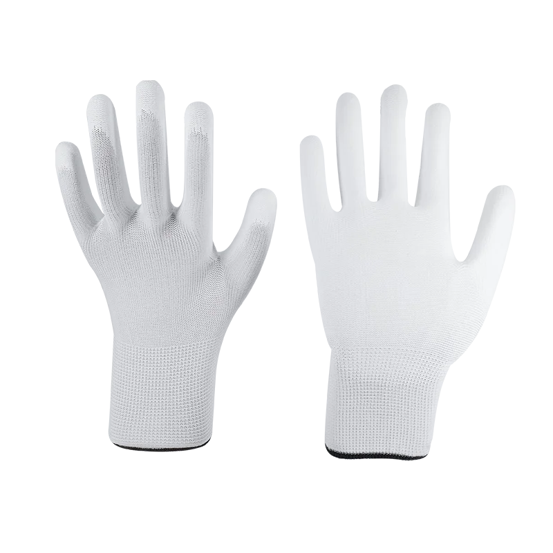 Hot Selling White Nylon Pu Coated Nylon Gloves Construction Work Safety Pu Work Gloves Thin Work Gloves