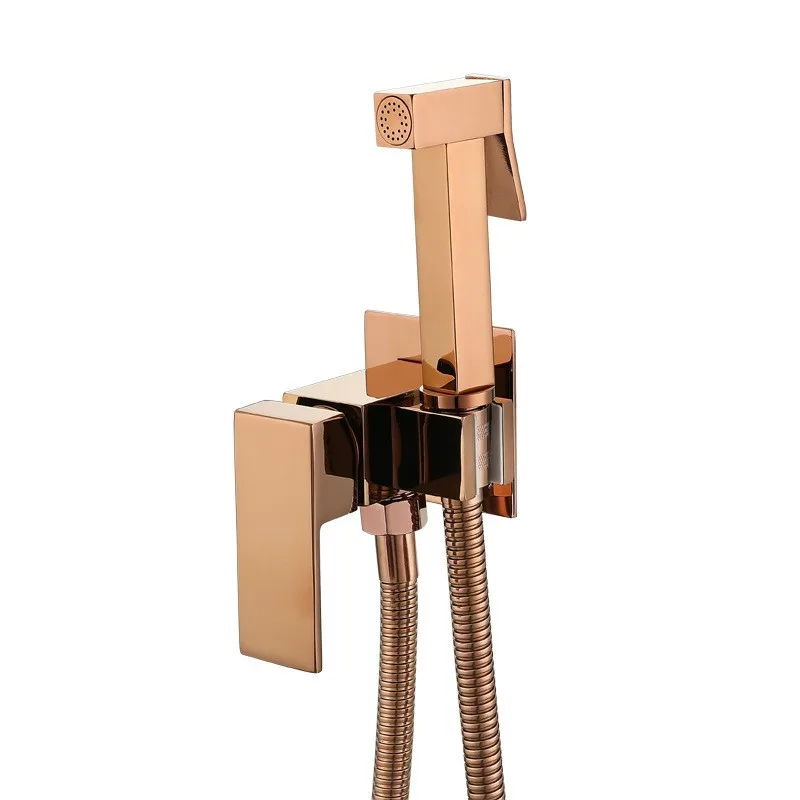 Shut Off Brass Hot Cold Toilet Bidet Sprayer Shattaf Set