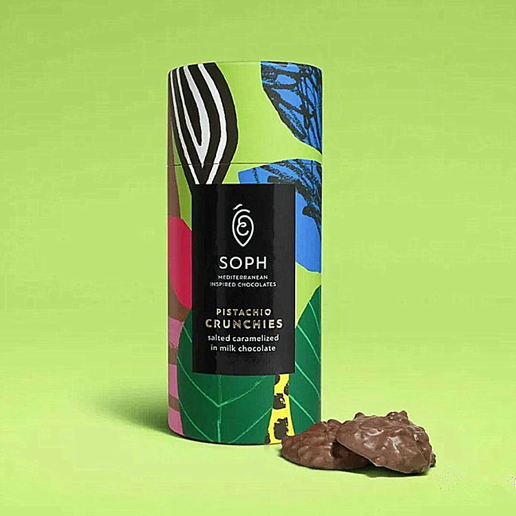 Food Grade Recycled Cardboard Cylinder Loose Leaf Tea Coffee Packaging Box window Round Kraft Paper Tube Packaging