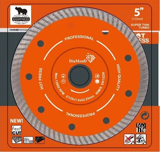 SHARPNESS Hot Press Orange Metal Cutting Blade/Wheel/Disc 125x1.4x22.23mm Max. Speed 12000RPM for Metal/Ceramic Cutting