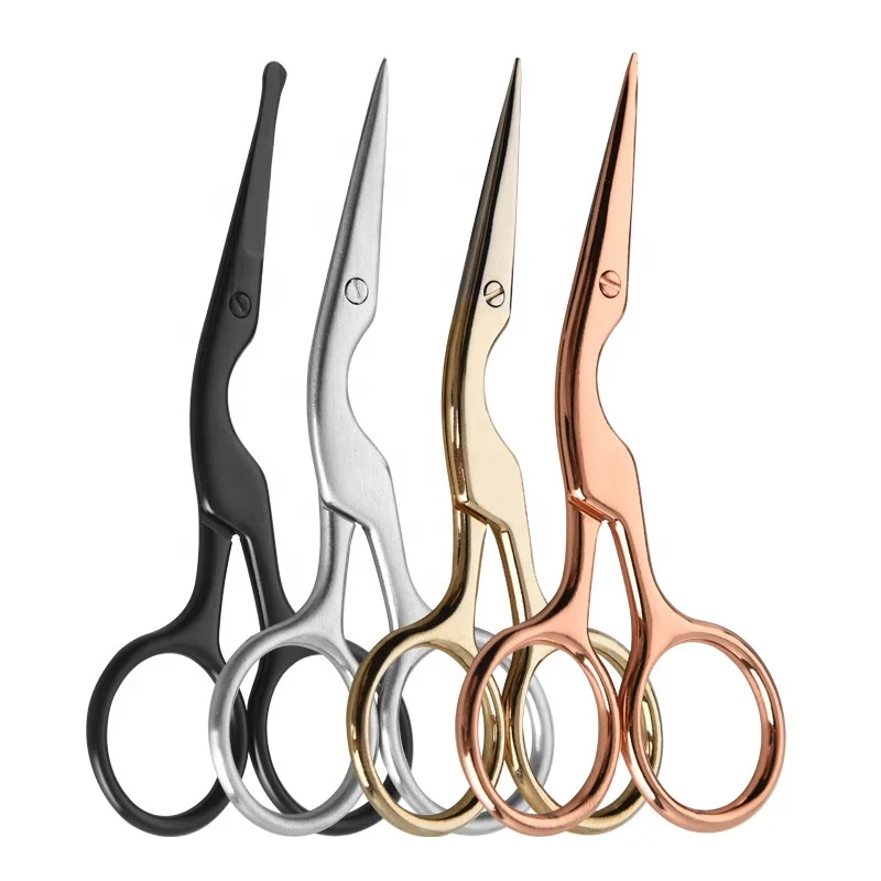 Factory Stainless Steel Retro Scissors Beauty Care Makeup Eyebrow Grooming Scissors