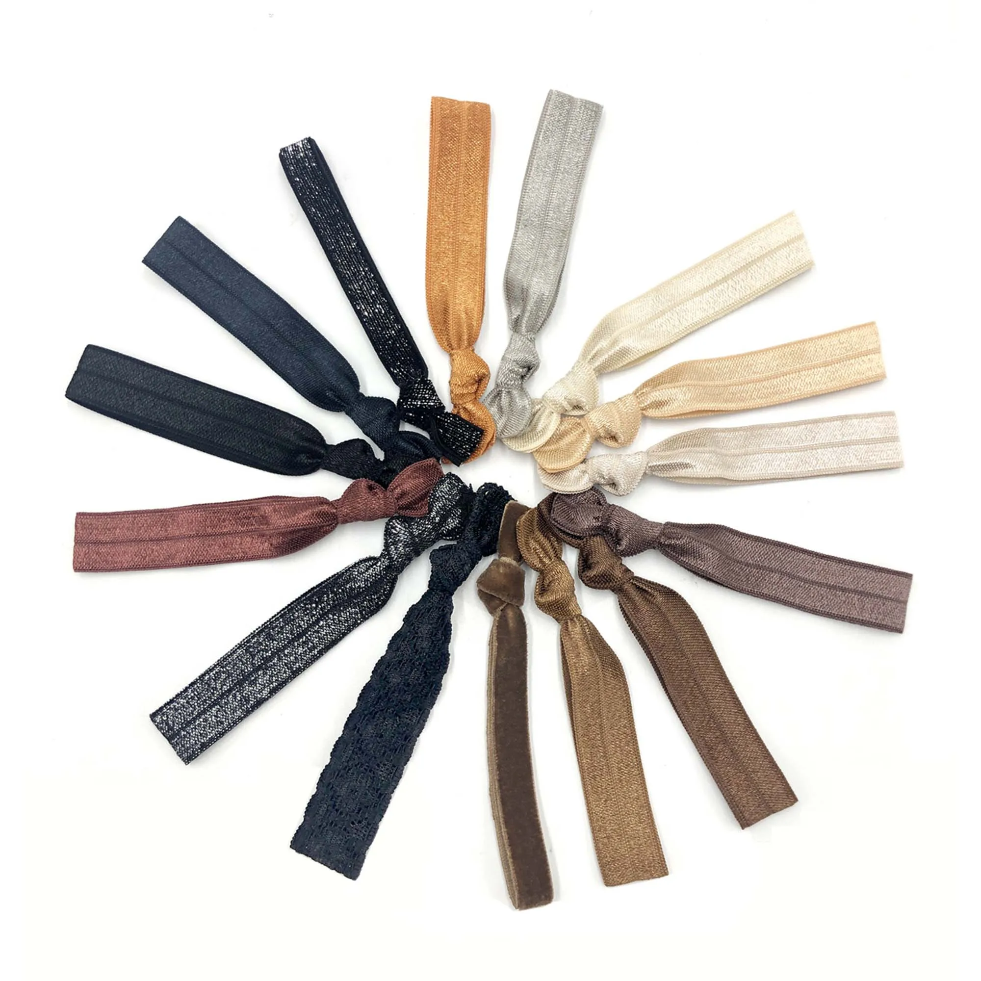 300pcs 15 Brown Colors Glitter Velvet Lace Hair Ties Wholesale Elastic Hairband Girls Ponytail Holder Hair Accessories Headwear