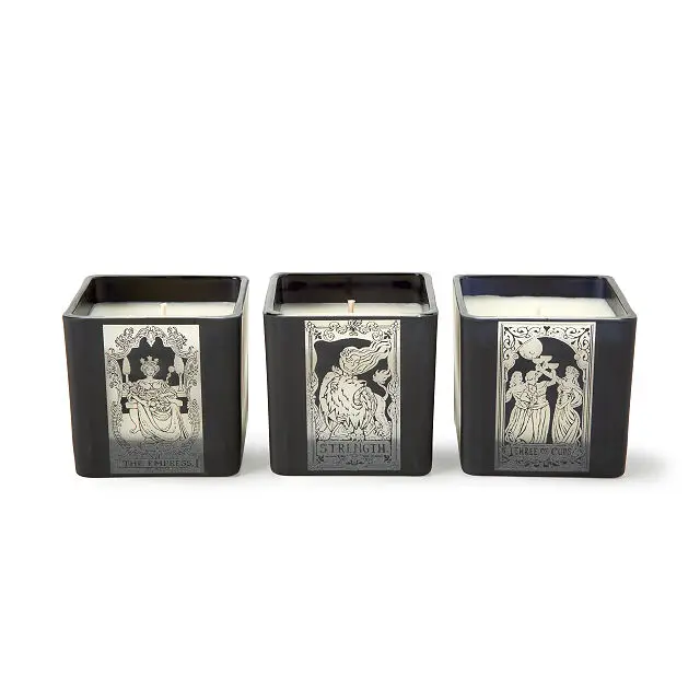 Luxury Customized  Scented Candles Handmade Aromatherapy Soy wax Square glass with wood lid