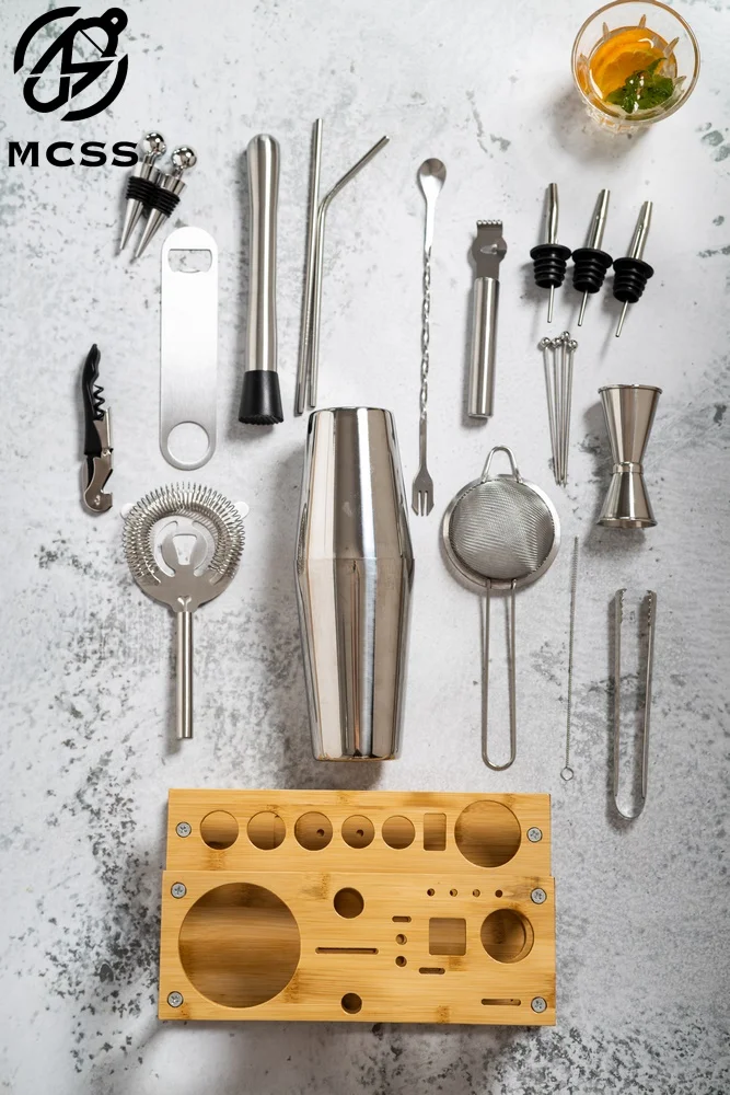 2023 Best selling Product Three Layer Square Mixer Shaker Alcohol Gift Set Product Mixer Shaker Bar Set