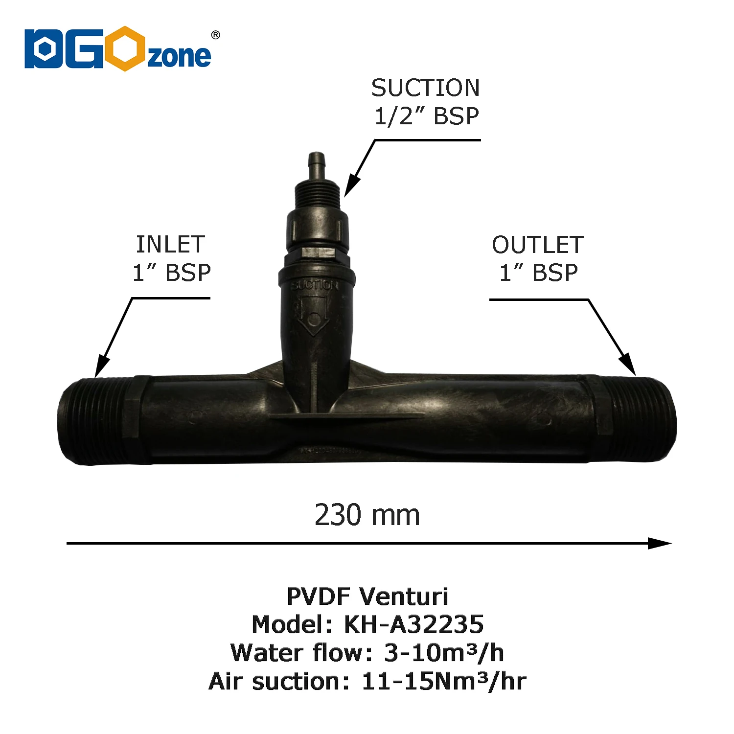 Озоновый инжектор Вентури PVDF, 1 дюйм, смешивающий насос, озоновые трубки Вентури