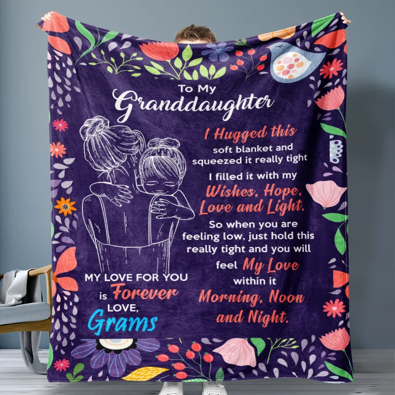 Factory Direct sale New digital Print Promotional gift to my granddaughter throw Custom blanket
