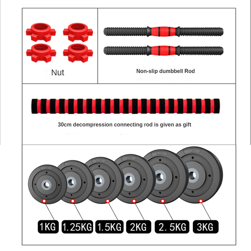 Buy Cheap Gym Equipment Fitness Adjustable Rubber Coated Steel Weight Dumbbell,40kg Home Combination Barbell Dumbbell Set.