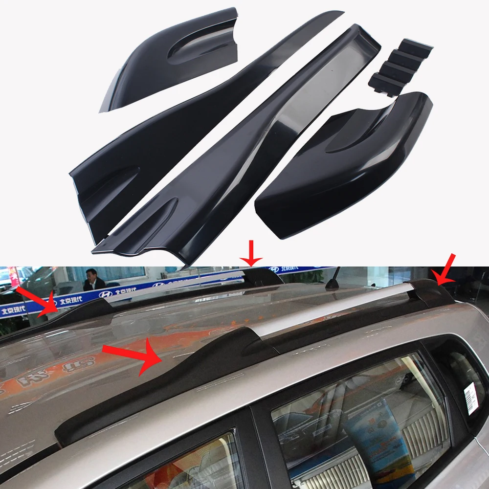 Car Roof Luggage Rack Cover For Hyundai Tucson 2004 2005 2006 2007 2008 Black Roof Rack Rail End Cover Replace Shells 8pcs