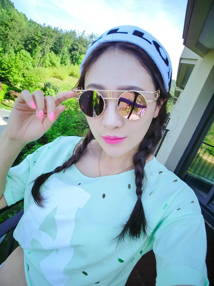 High quality fashion sunglasses Dazzling reflective Punk Retro sunglasses for women UV400