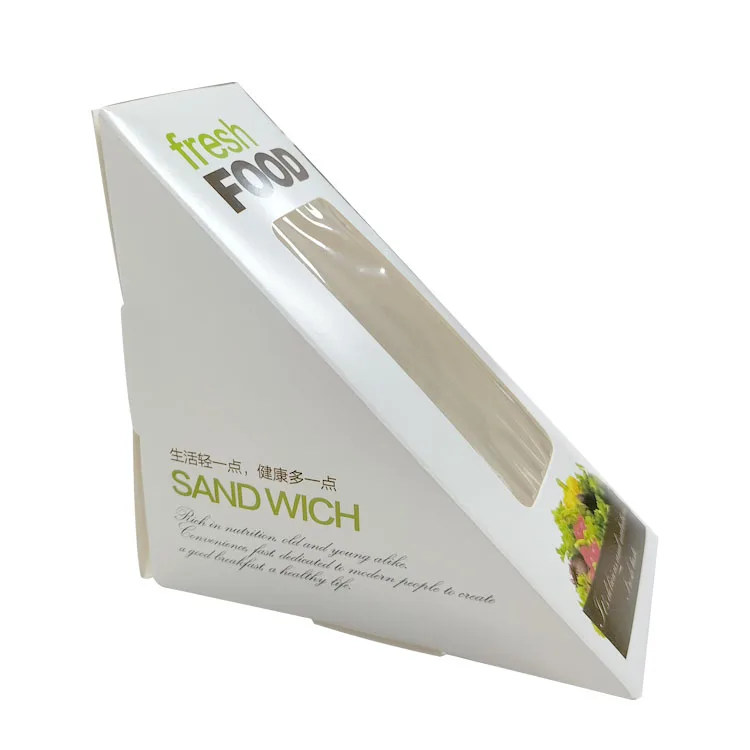 Custom Printing Disposable Paper Packaging Sandwich Box Kraft Paper Triangle Sandwich Boxes Vacuum sandwich Box