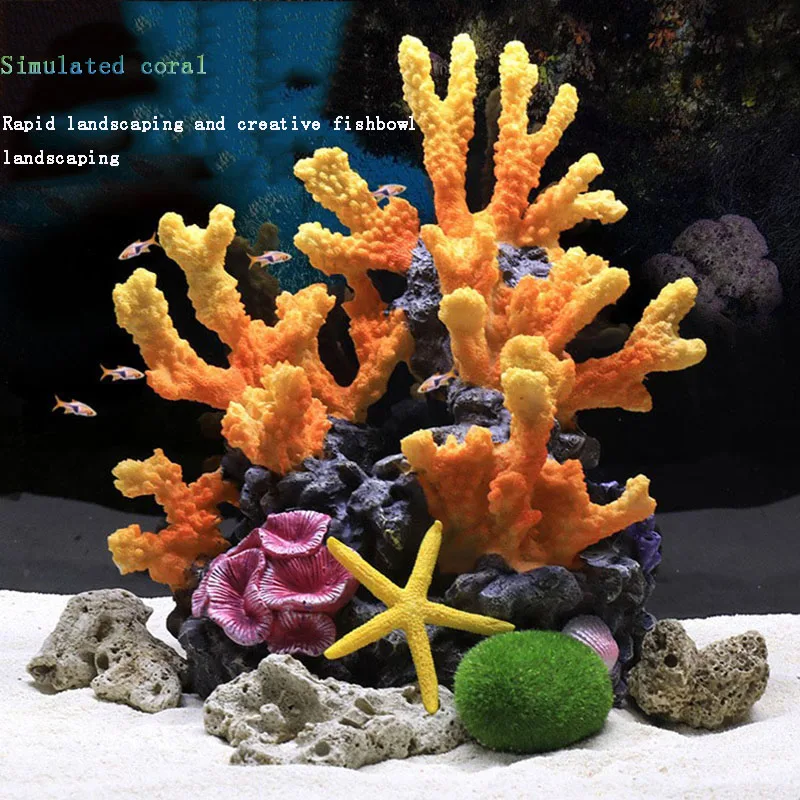 Hot sale resin  artificial colorful coral  fish tank  rock coral staues for home decoration