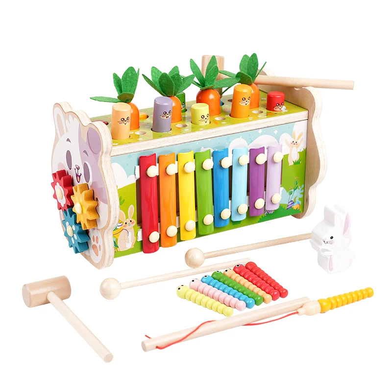 NEW 8 in 1 Whack-a-mole Montessori Baby Musical Pounding Hamster Toy Xylophone Fishing Magnet Game Montessori Early Education