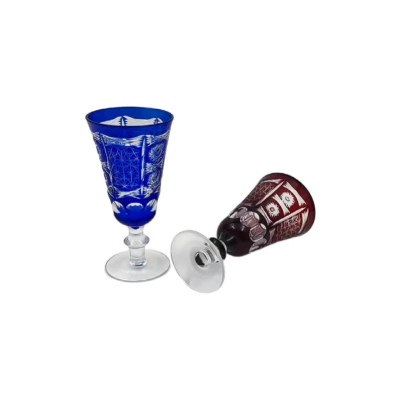hand made overlay  bohemia crystal colored 120ml mini red wine glass goblet