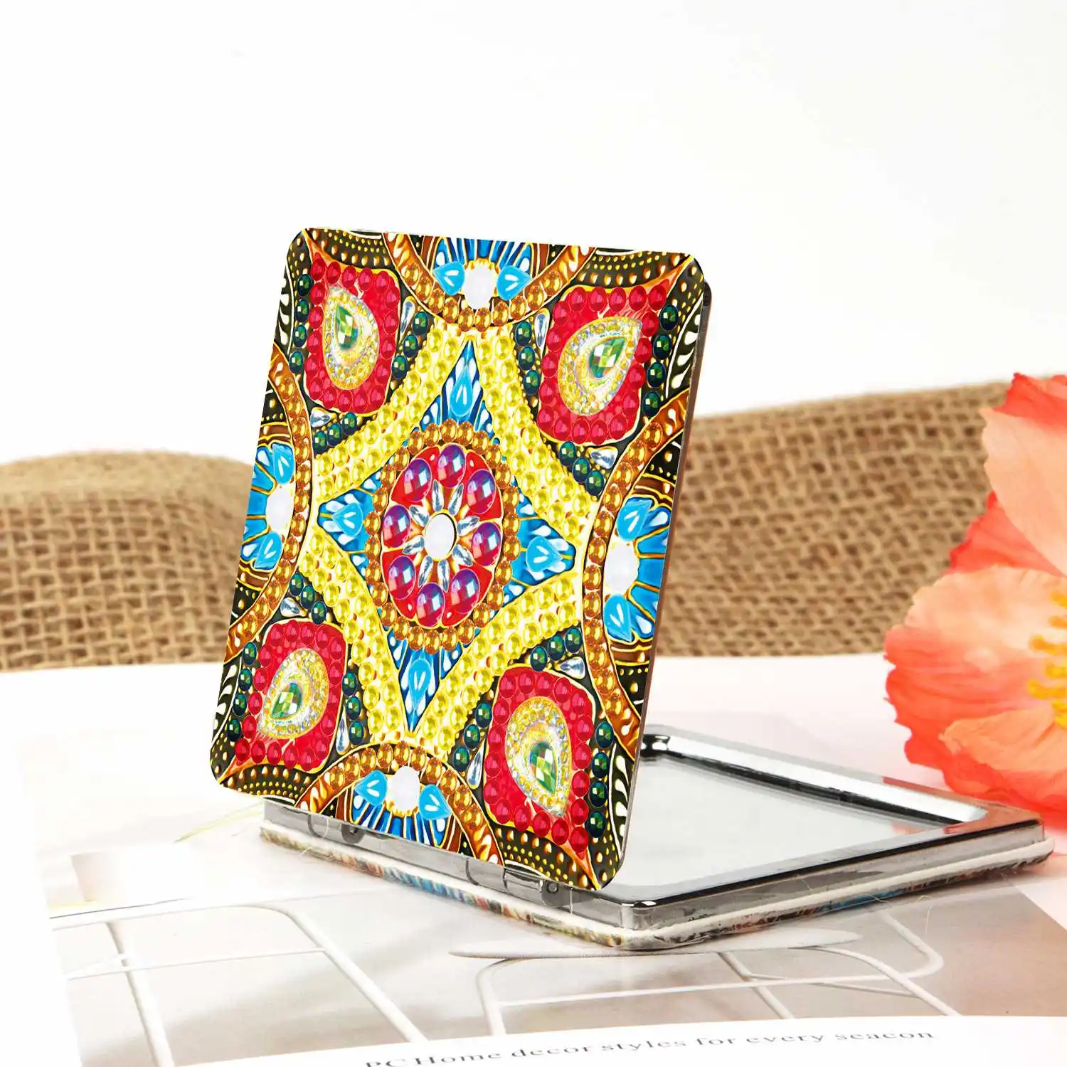 Diamond Painting Compact Mirror Mandala Diamond Art Small Travel Pocket Mirror Diamond Dots DIY Craft Kits