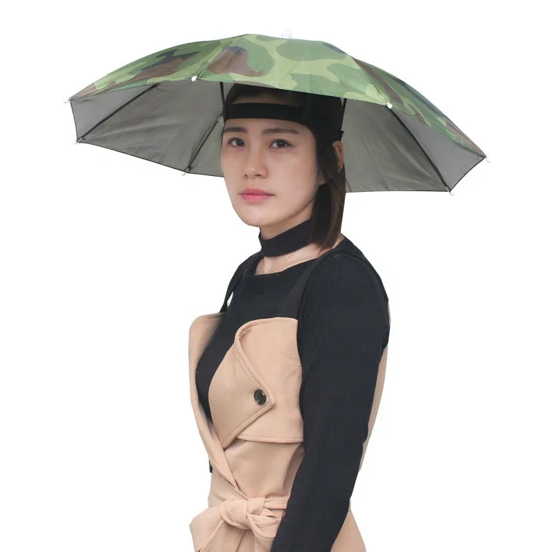 Anti Wind Customized Umbrella Hat Beach Fishing Head Hat Umbrella With Uv Sun Protection