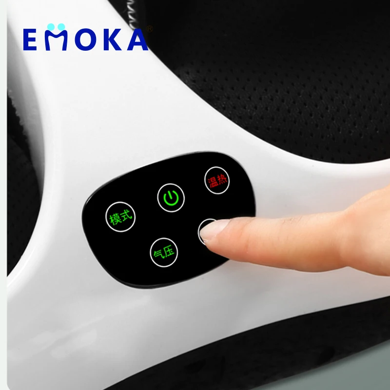 Air Compress Acupressure Emoka Multi-function Electric Vibrating Feet Massage Deluxe Shiatsu Foot Massager with Heat ABS 30W