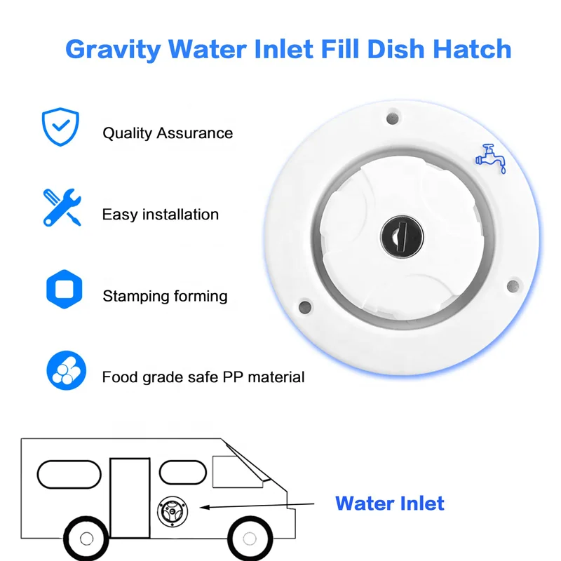Water Inlet Leak Proof Motorhome Easy Install Retrofit With Keys Caravan Locking Gravity Filler  Camper