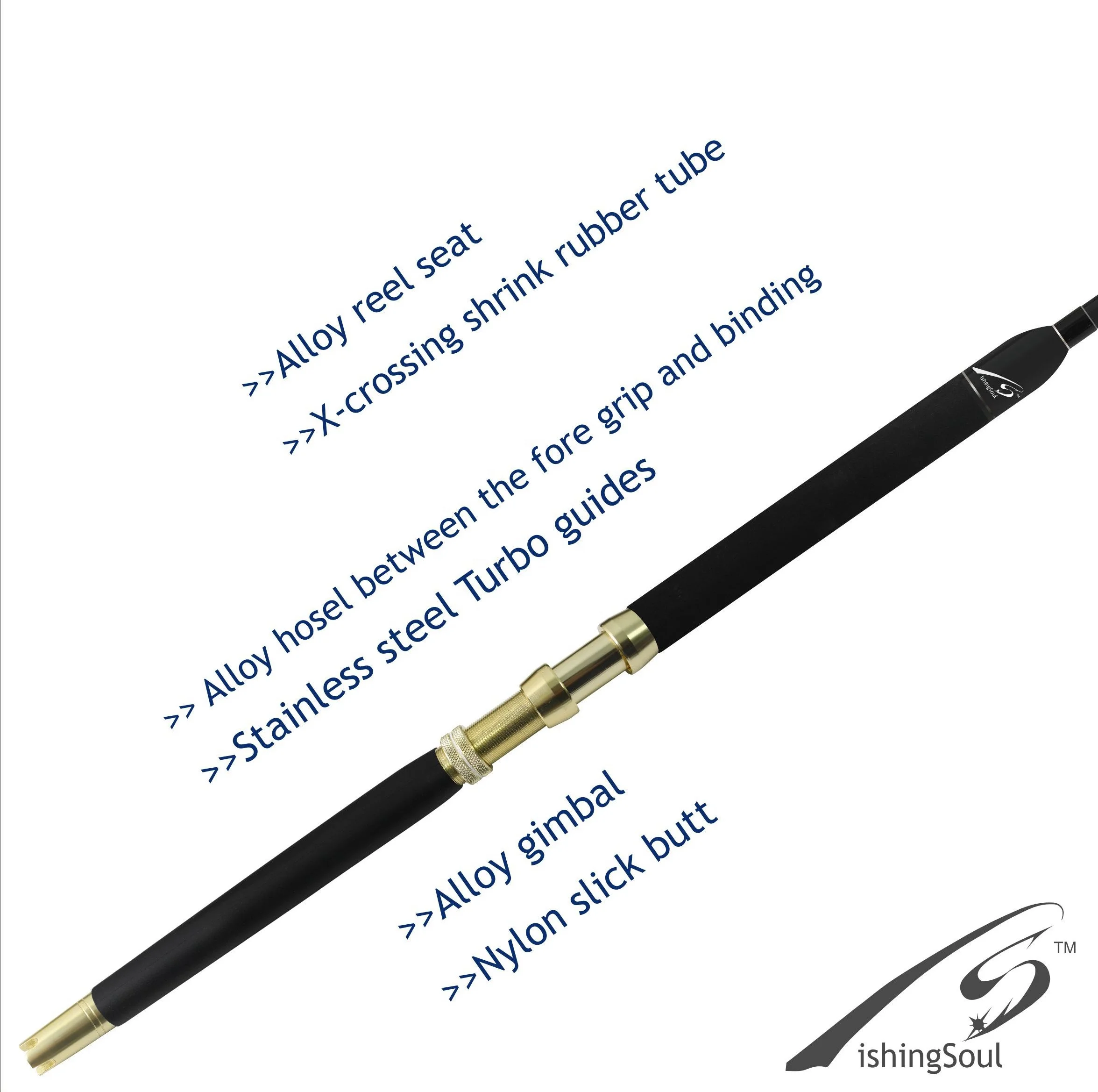 GMR315  Stuart Aluminium roller Turbo guides swivel tip slick nylon butt gimbal Big game Boat trolling carbon fishing pole rod