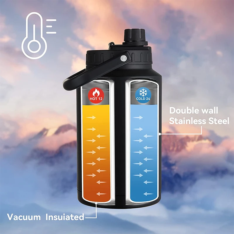 1 галлон 128 унций everich с двойными стенками из нержавеющей стали градиентная большая бутылка для пива водой пиво производитель крышкой ручкой