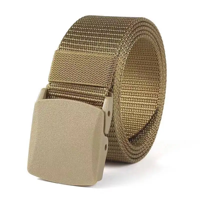 
2021 new canvas belt outdoor sports nylon belt plastic buckle casual fabric trousers belt 