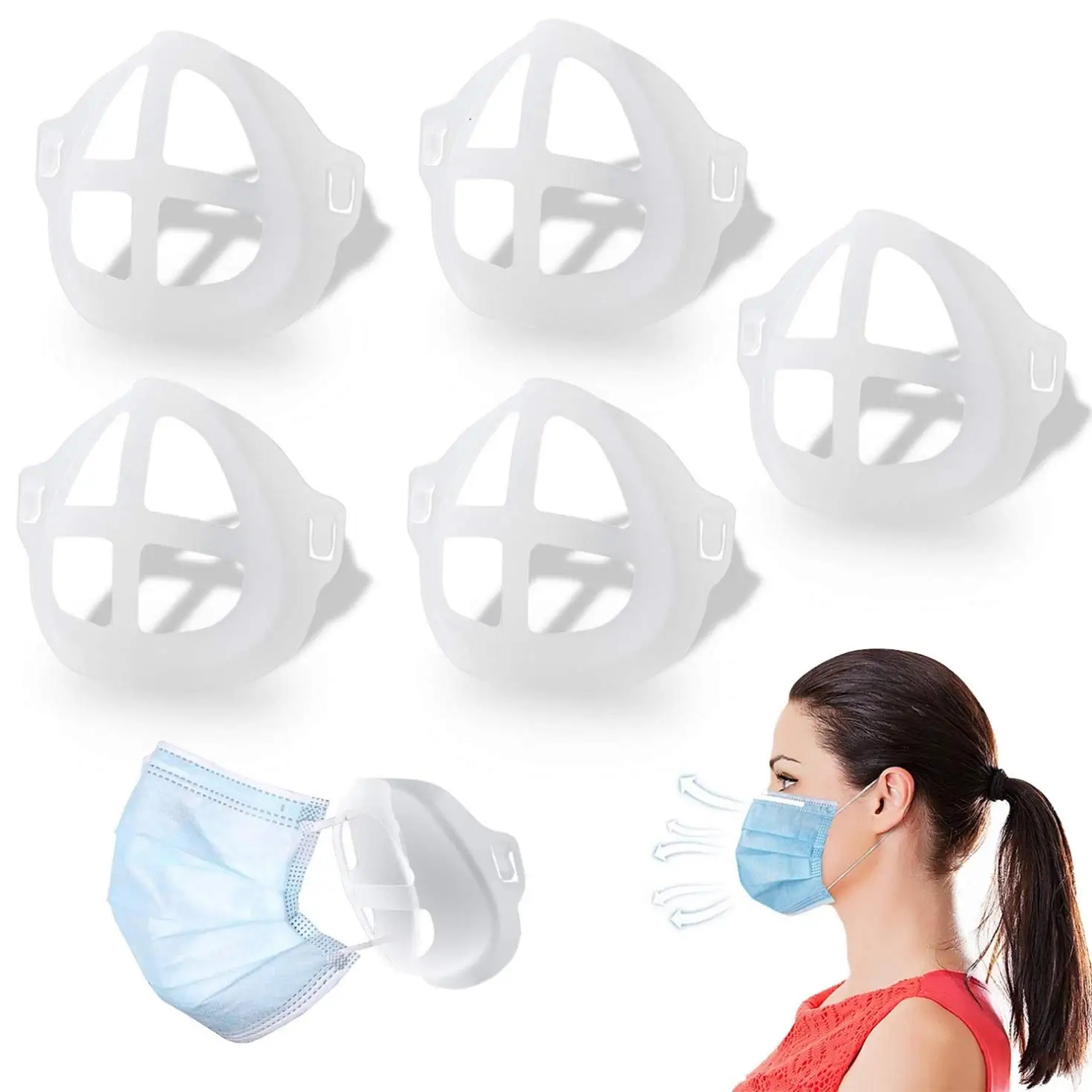 
Food Grade 3D Soft Silicone Face Mask Holder Bracket Support For Comfortable Breathing 