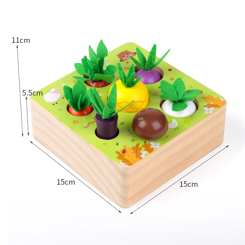Montessori Simulation  Carrot Pulling Toys Wooden Toy Coordination Hand Eye Training for Baby Gift