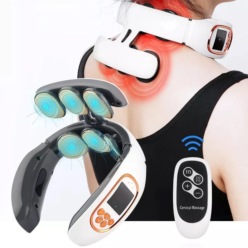 Usb Rechargeable Cervical Traction Therapy Heating Massage Stimulator Ems Pulse Neck Massager