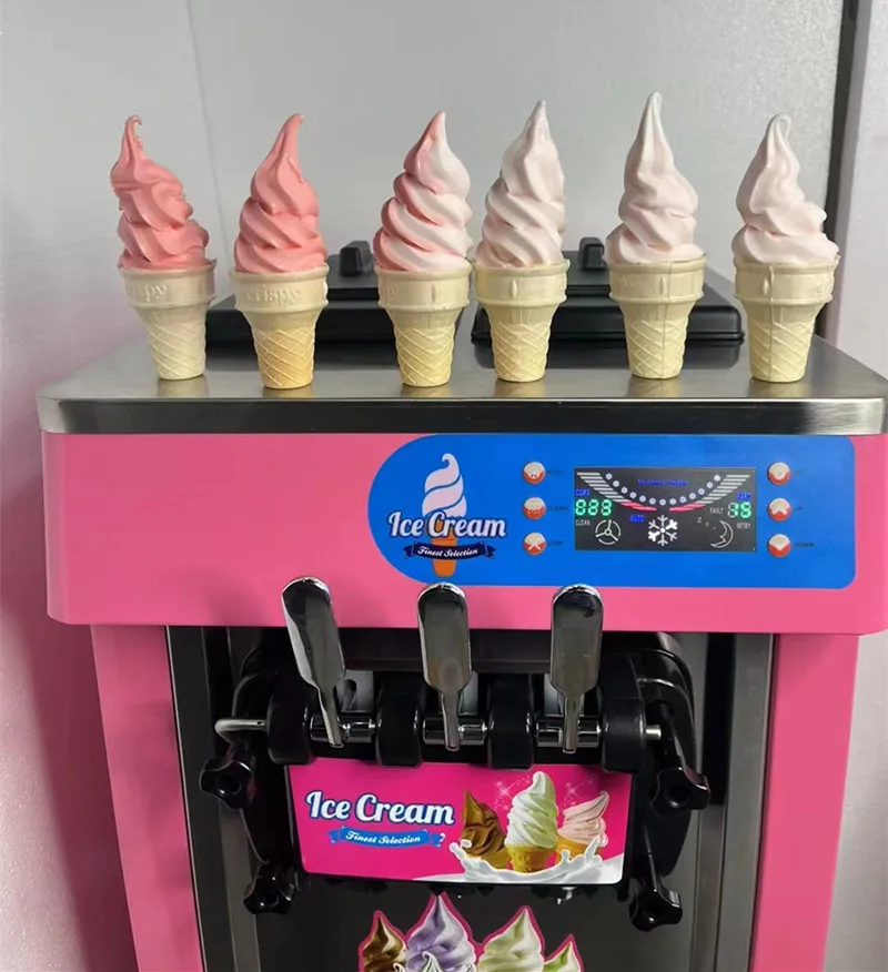 Commercial 3 Nozzles Soft Ice Cream Machine Ice Cream Making Machine.
