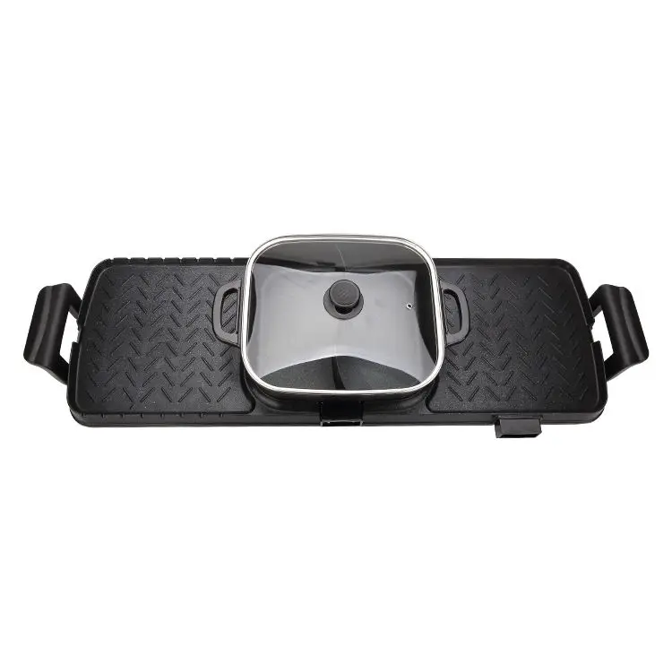 CUSTOMIZED Cast Aluminum Model Tefal Electric Grill With Hot Pot , Non-Stick Electric Griddle Grill Pan With BBQ Hot Pot