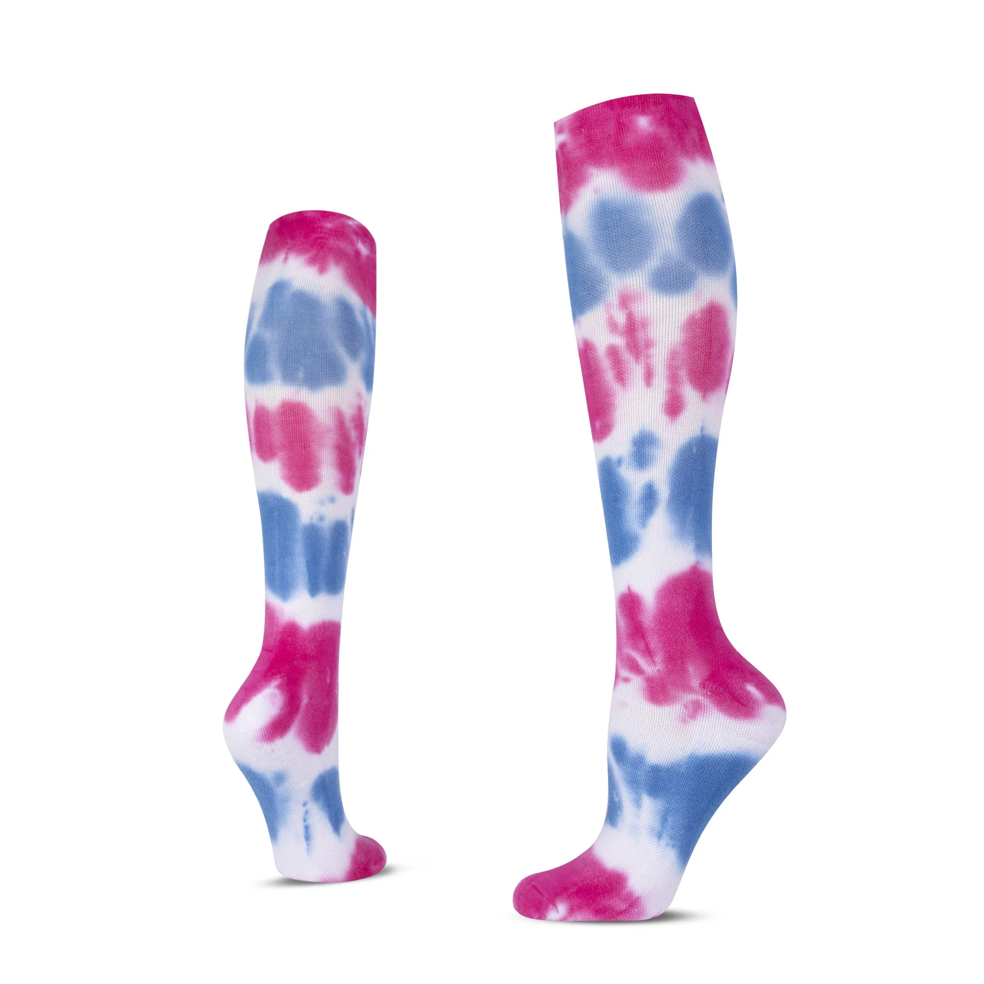 
Custom cotton knee long socks terry foot marathon race tie dye running socks 