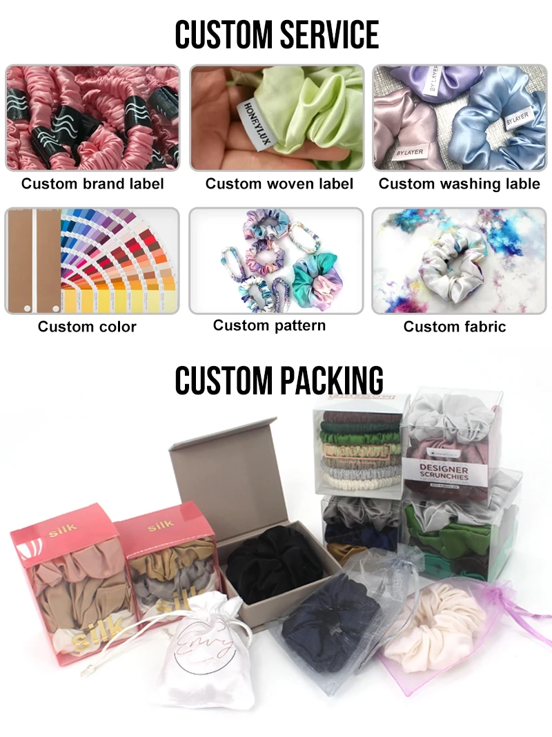 2024 Hot Seller Elastic Band Silk Head Accessories Fashion Modern Style 100% Pure Mulberry Silk Scrunchies for Hair and Skin
