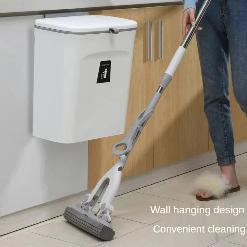 Durable Hook Type Trash Can With Lid Home Portable Kitchen Cabinet Door Hanging Waste Recycle Bin