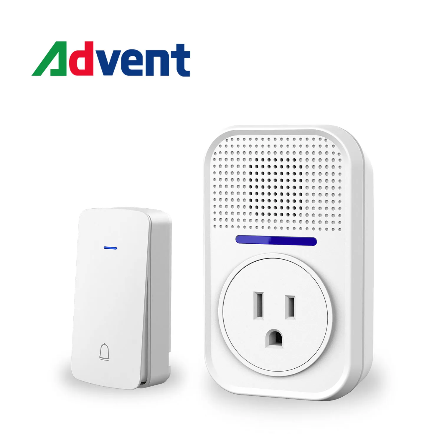 Wireless Plug Through Doorbell with Additional Socket with kinetic battery free bell push button no need battery